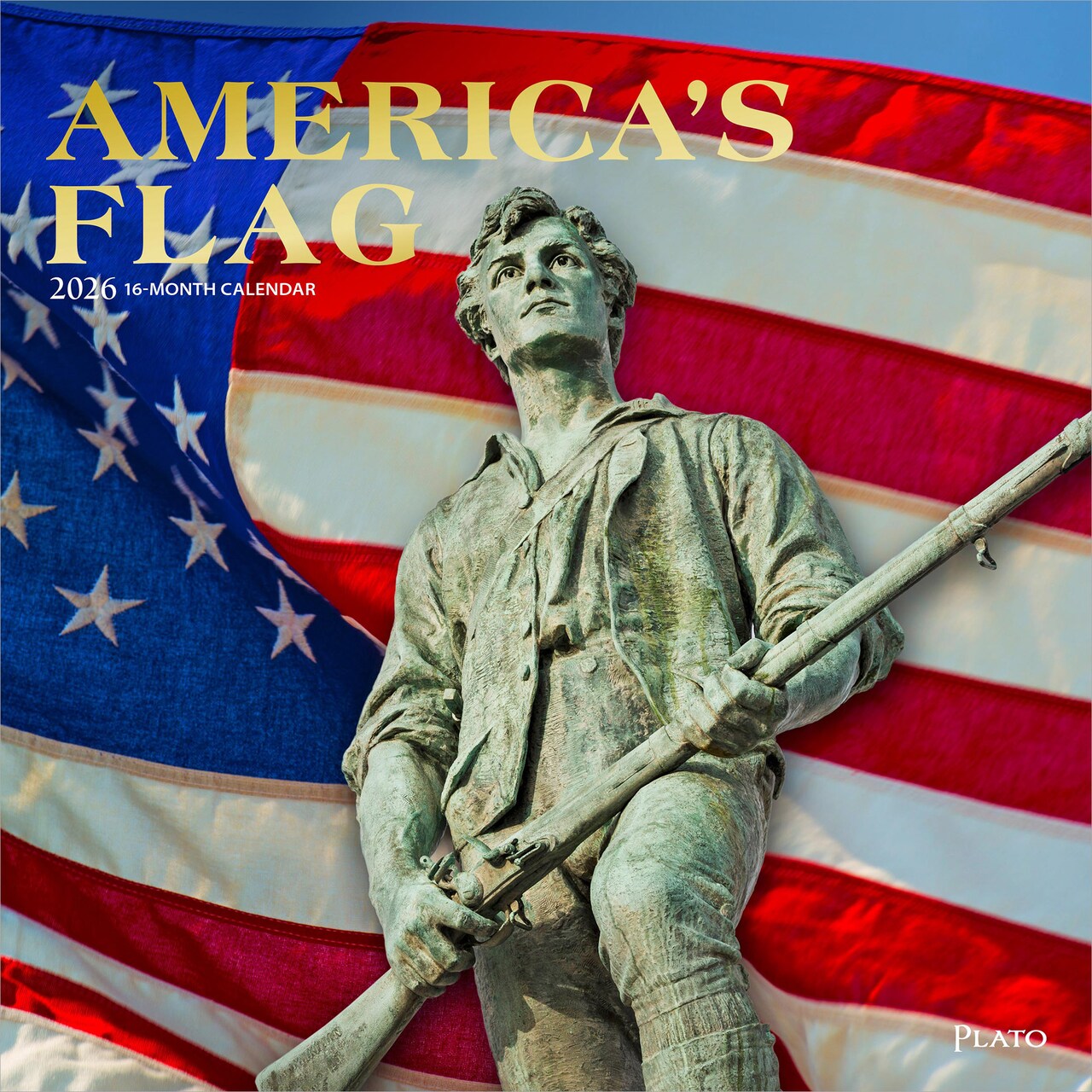 America's Flag | 2026 12 x 24 Inch (Hanging) Monthly Square Wall Calendar | Foil Stamped Cover